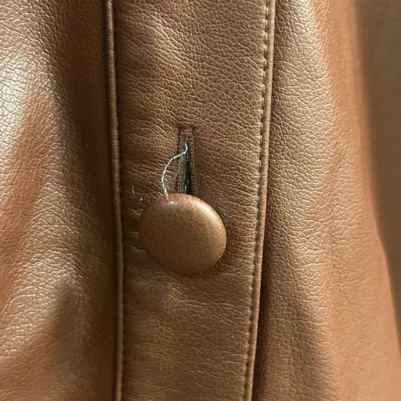 anthropologie Brown Faux Leather Button-Up Dress - Picture 4 of 9